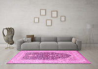 Machine Washable Persian Pink Traditional Rug, wshtr1008pnk