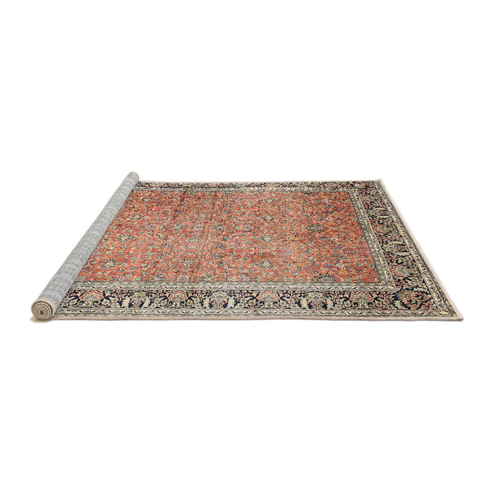 Sideview of Machine Washable Traditional Sienna Brown Rug, wshtr1009