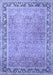 Machine Washable Persian Blue Traditional Rug, wshtr1009blu