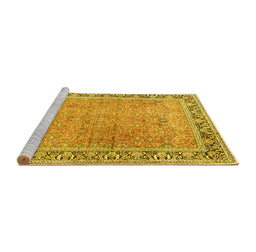 Sideview of Machine Washable Persian Yellow Traditional Rug, wshtr1009yw
