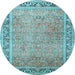 Round Persian Light Blue Traditional Rug, tr1009lblu