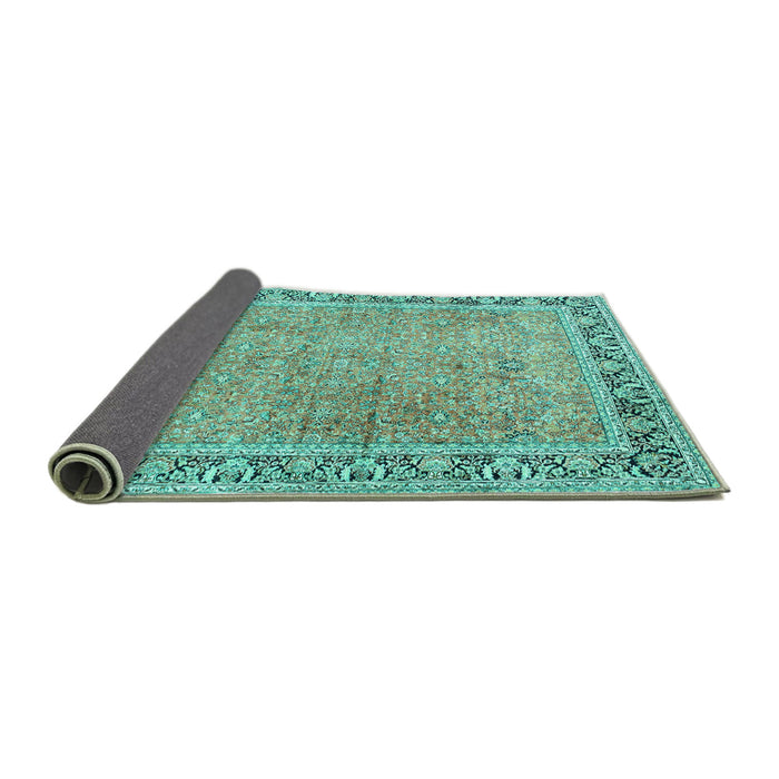 Sideview of Persian Turquoise Traditional Rug, tr1009turq