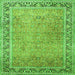 Round Machine Washable Persian Green Traditional Area Rugs, wshtr1009grn