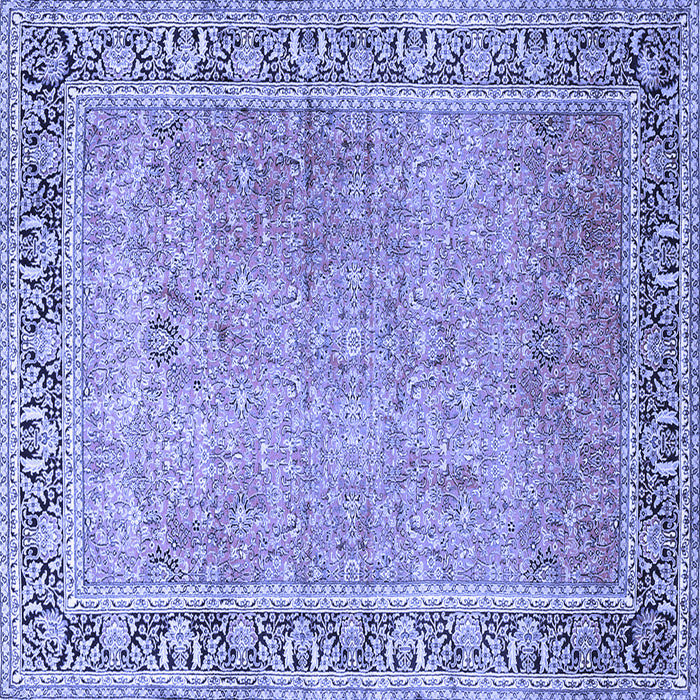 Square Machine Washable Persian Blue Traditional Rug, wshtr1009blu