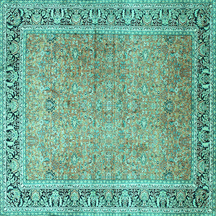 Square Persian Turquoise Traditional Rug, tr1009turq