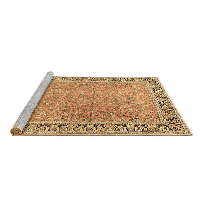 Sideview of Machine Washable Persian Brown Traditional Rug, wshtr1009brn