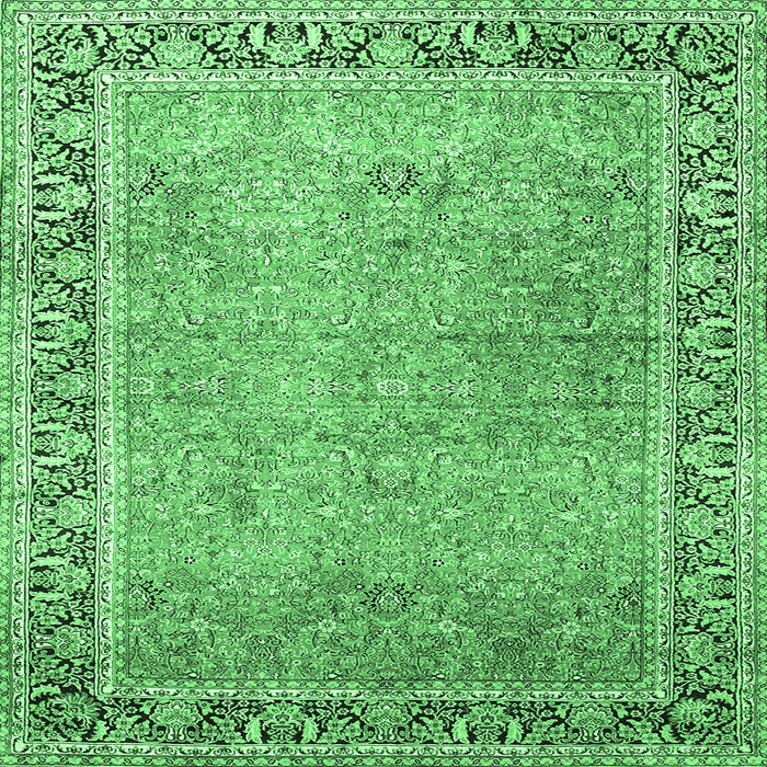 Square Persian Emerald Green Traditional Rug, tr1009emgrn