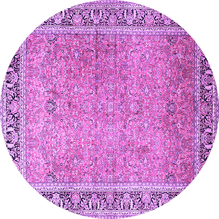 Round Machine Washable Persian Purple Traditional Area Rugs, wshtr1009pur