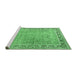 Sideview of Machine Washable Persian Emerald Green Traditional Area Rugs, wshtr1009emgrn