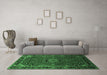 Machine Washable Medallion Emerald Green Traditional Area Rugs in a Living Room,, wshtr100emgrn