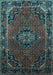 Machine Washable Medallion Light Blue Traditional Rug, wshtr100lblu