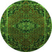 Square Medallion Green Traditional Rug, tr100grn