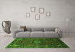 Machine Washable Medallion Green Traditional Area Rugs in a Living Room,, wshtr100grn