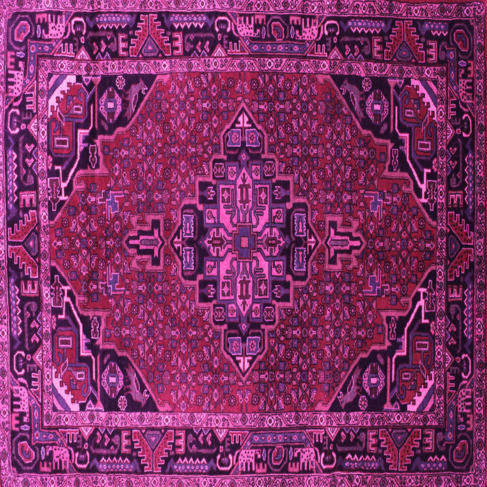 Square Machine Washable Medallion Pink Traditional Rug, wshtr100pnk
