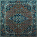 Square Medallion Light Blue Traditional Rug, tr100lblu