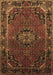 Machine Washable Medallion Brown Traditional Rug, wshtr100brn