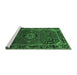 Sideview of Machine Washable Medallion Emerald Green Traditional Area Rugs, wshtr100emgrn