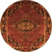 Machine Washable Medallion Orange Traditional Area Rugs, wshtr100org