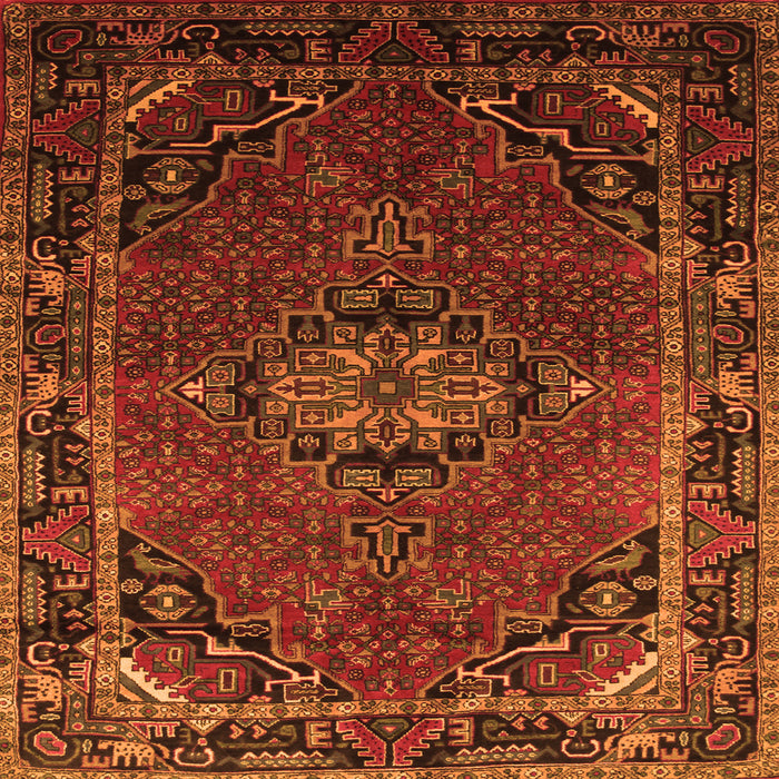 Round Machine Washable Medallion Orange Traditional Area Rugs, wshtr100org