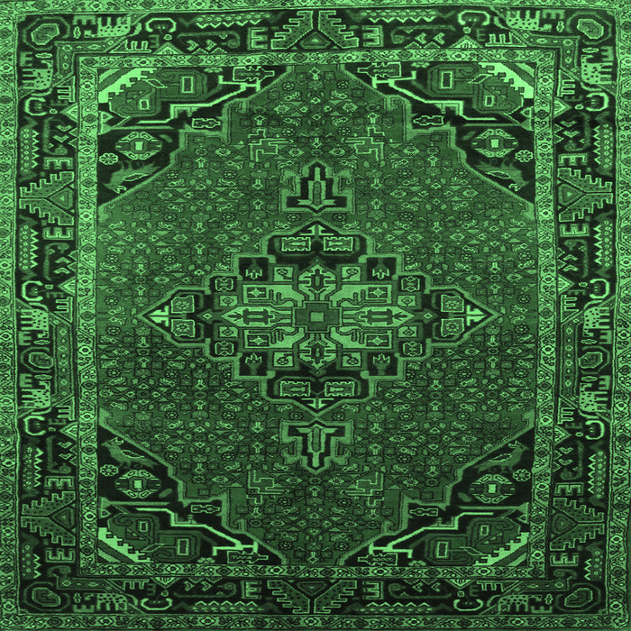 Square Medallion Emerald Green Traditional Rug, tr100emgrn