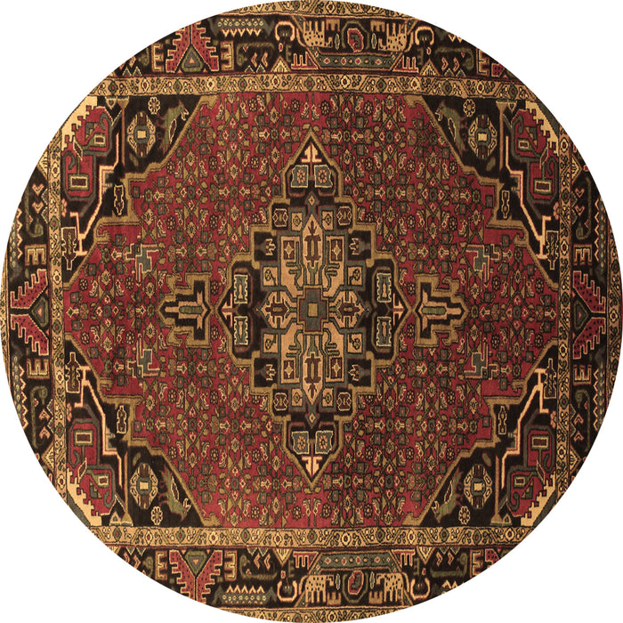 Round Medallion Brown Traditional Rug, tr100brn