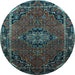 Round Medallion Light Blue Traditional Rug, tr100lblu