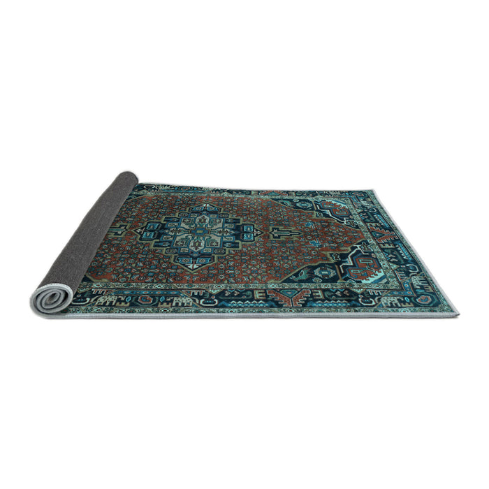 Sideview of Medallion Light Blue Traditional Rug, tr100lblu