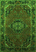 Serging Thickness of Machine Washable Medallion Green Traditional Area Rugs, wshtr100grn