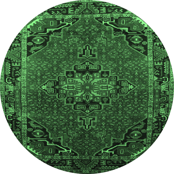 Round Medallion Emerald Green Traditional Rug, tr100emgrn