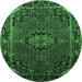 Round Medallion Emerald Green Traditional Rug, tr100emgrn