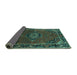 Sideview of Medallion Turquoise Traditional Rug, tr100turq