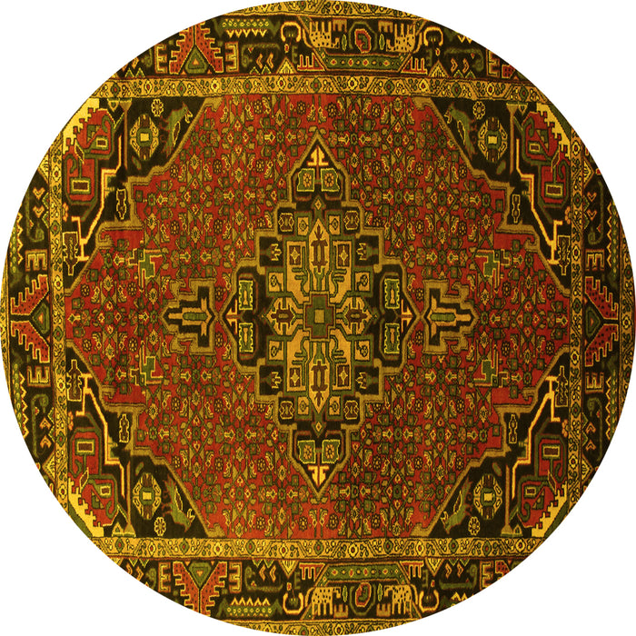 Round Medallion Yellow Traditional Rug, tr100yw