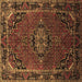 Square Machine Washable Medallion Brown Traditional Rug, wshtr100brn