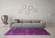 Machine Washable Medallion Purple Traditional Area Rugs in a Living Room, wshtr100pur