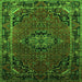 Round Machine Washable Medallion Green Traditional Area Rugs, wshtr100grn