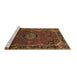 Sideview of Machine Washable Medallion Brown Traditional Rug, wshtr100brn