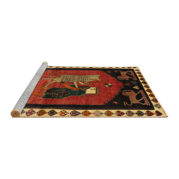 Sideview of Machine Washable Traditional Saffron Red Rug, wshtr101