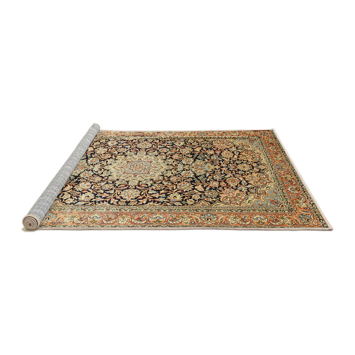 Sideview of Machine Washable Traditional Sienna Brown Rug, wshtr1010