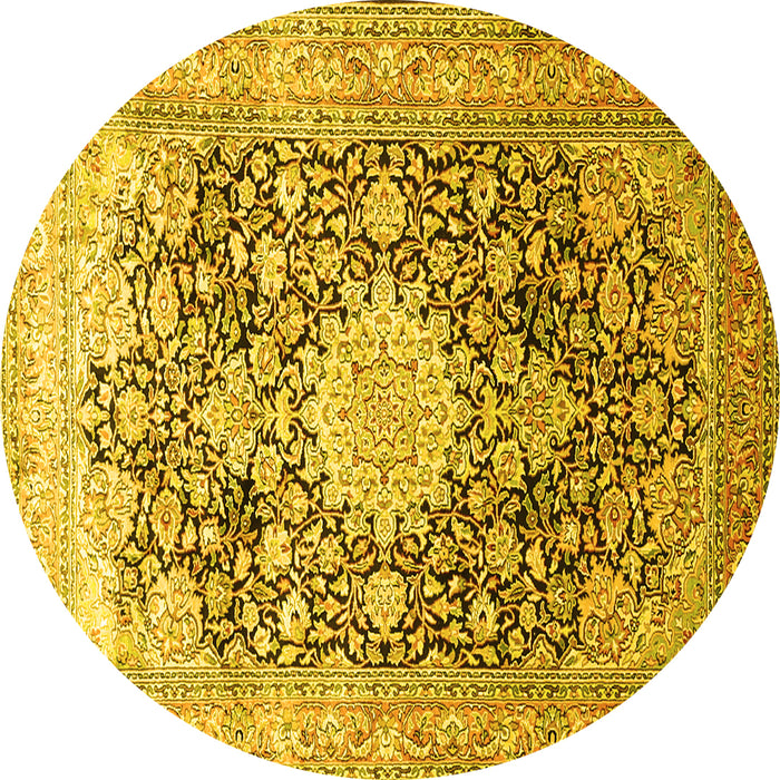 Round Medallion Yellow Traditional Rug, tr1010yw