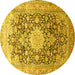 Round Medallion Yellow Traditional Rug, tr1010yw