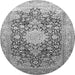 Machine Washable Medallion Gray Traditional Rug, wshtr1010gry