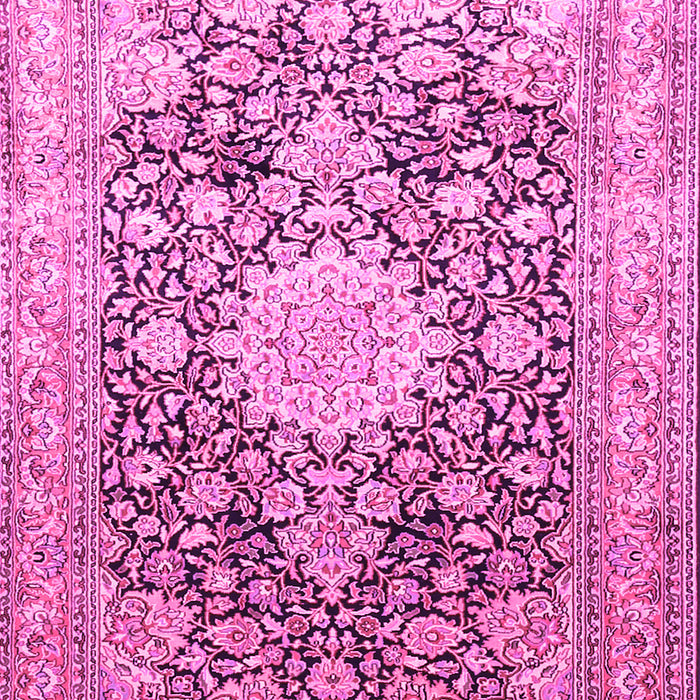 Machine Washable Medallion Pink Traditional Rug, wshtr1010pnk