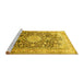 Sideview of Machine Washable Medallion Yellow Traditional Rug, wshtr1010yw