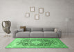 Machine Washable Medallion Emerald Green Traditional Area Rugs in a Living Room,, wshtr1010emgrn