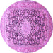 Round Machine Washable Medallion Purple Traditional Area Rugs, wshtr1010pur