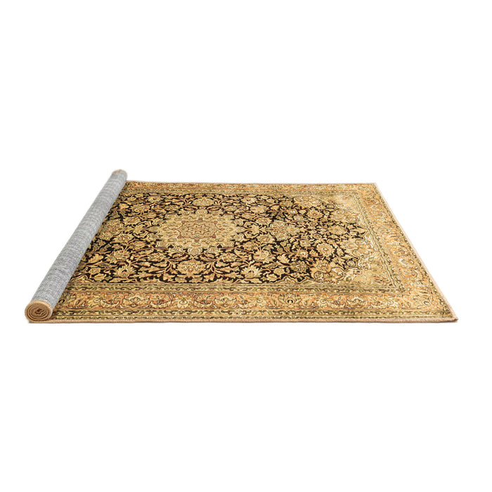 Sideview of Machine Washable Medallion Brown Traditional Rug, wshtr1010brn