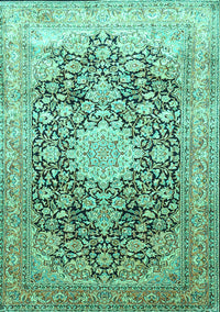 Medallion Turquoise Traditional Rug, tr1010turq