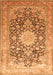 Serging Thickness of Machine Washable Medallion Orange Traditional Area Rugs, wshtr1010org