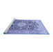 Sideview of Machine Washable Medallion Blue Traditional Rug, wshtr1010blu