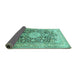 Sideview of Medallion Turquoise Traditional Rug, tr1010turq